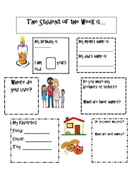 Preview of Student of the Week Template with Lesson Plan ideas Pre-K to 3rd Grade Autism