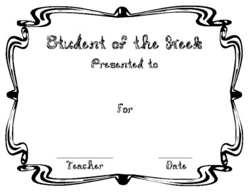 Preview of Student of the Week award certificate with Fabric Font style letters