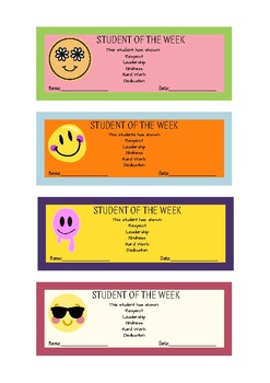 Preview of Student of the Week cards