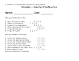Student reflections with student/Teacher Conference