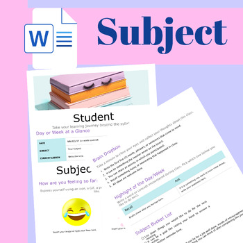 Preview of Student’s Subject Plan Journal : Customizable Google Docs Template Tpt Teachers