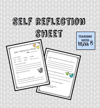 Student Self Reflection Sheet FREEBIE by Hello Miss B | TPT