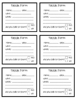 Preview of Student tattle form in JPG file Digital Download
