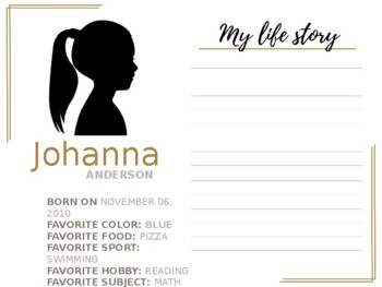 Preview of Students Biography Template | My Life Story