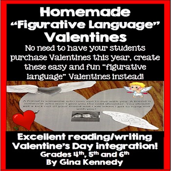 Preview of Valentine's Day Students' Homemade "Figurative Language" Valentines