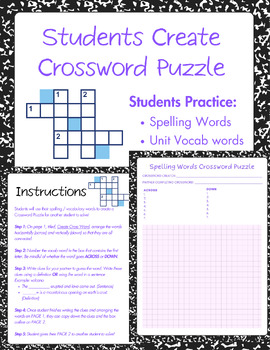 Preview of Students Create Crossword Puzzle