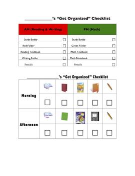 Preview of Student's "Get Organized" Checklist