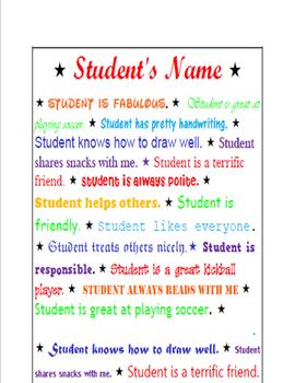 Preview of Student's Name End of Year Activity