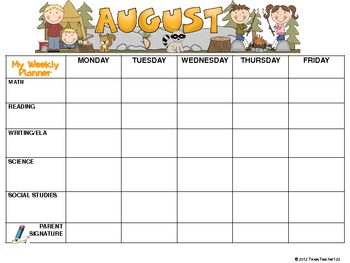 Preview of Student's Weekly Planner