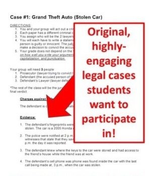 Student Lawyers: Criminal Court Cases with PowerPoint CCSS ELA LITERACY