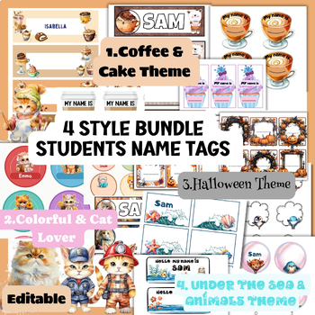 Preview of Students name tags Editable Bundle