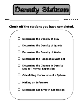 Preview of Students visit 8 stations to explore different properties of density