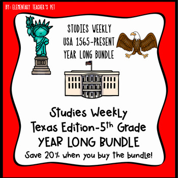 Preview of Studies Weekly (Weeks 1-32)- Texas Edition--YEAR LONG BUNDLE-5th Grade
