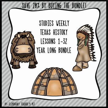 Preview of Studies Weekly (Weeks 1-32) YEAR LONG BUNDLE- Texas Edition- 4th Grade-