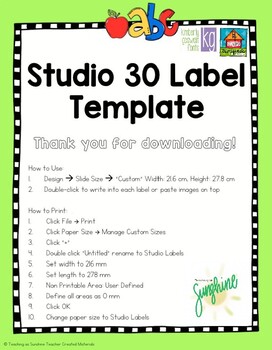 Preview of Studio 30 Label Template