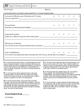 Preview of Studio AP Art Artist Self-Evaluation Analysis Critique Assessment Form Handout