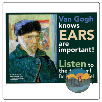 Preview of Studio Art Classroom Class Poster Famous Painting Artist Vincent Van Gogh Listen