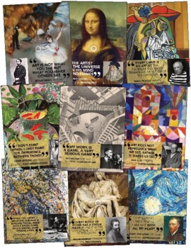 Preview of Studio Art Classroom Class Posters — Famous Paintings Artists Facts Quotes