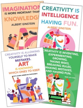 Preview of Studio Art Classroom Posters Set of 4 Artist Quotes Sayings Einstein+ 8.5"x11"