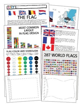 Preview of Studio Art: Country Design a FLAG Lesson Pack Symbolism History Template +