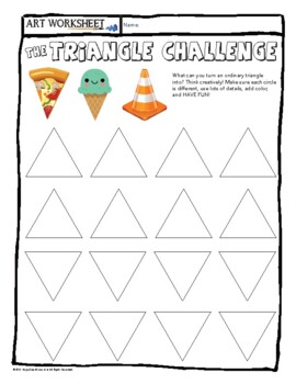 Preview of Studio Art Drawing The Triangle Challenge Worksheet Virtual Bell Ringer Sub Game