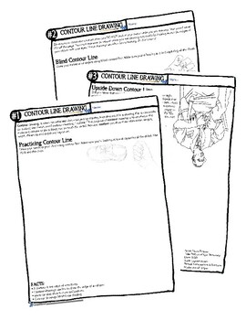 Preview of Studio Art Line Drawing Worksheets Game - Contour, Blind, & Upside Down Set of 3