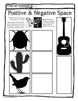 Preview of Studio Art Positive & Negative Space Worksheet Bell Ringer Sub Plan Handout