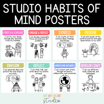 Preview of Studio Habits of Mind Poster Set - Elementary Art - Version #2