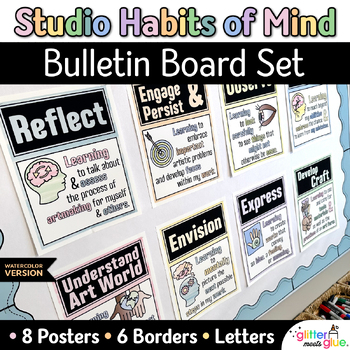Preview of Studio Habits of Mind Posters Calm Colors Art Room Decor for Elementary Art
