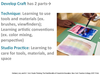 Preview of Studio Thinking Habit of Mind Develop Craft with Watercolor Paint