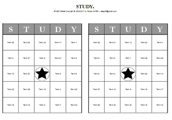 Preview of Study Bingo: Print 32 Different Bingo Cards and Master List : (2 Per Page)
