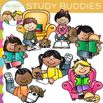 Preview of Study Buddies: Kids Reading Clip Art