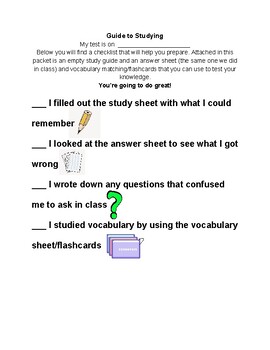 Preview of Study Checklist for Elementary/Special Education