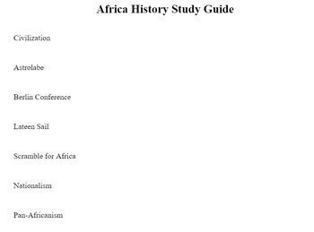 Preview of Study Guide African's Modern History