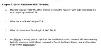 Study Guide: Animal Farm (Ch. 3-4 ONLY) (EDITABLE) by TheQueenV2013