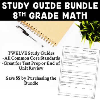 Preview of Study Guide Bundle: 8th Grade Math