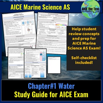 Preview of AICE Marine Science AS Ch#1 Water Study Guide