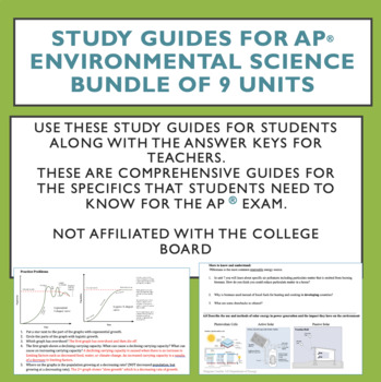 Preview of Study Guide Bundle for AP Environmental Science Units 1-9