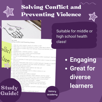 Preview of Study Guide - Health Class - Resolving Conflicts and Preventing Violence