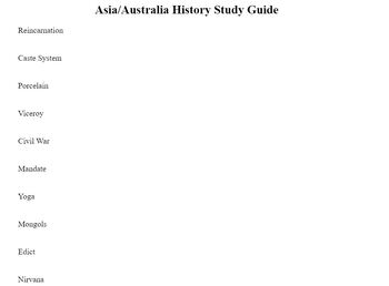 Preview of Study Guide History of Asia/Australia