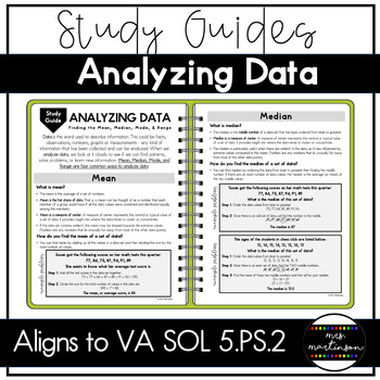 Preview of Study Guide | Mean, Median, Mode, Range | SOL 5.PS. 2