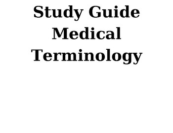Preview of Study Guide Medical Terminology for  reading comprehension