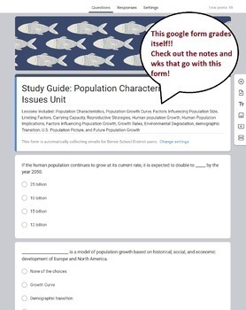 Preview of Study Guide: Population Characteristics and Issues: Google Form