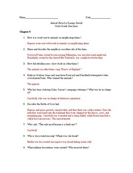 Study Guide Questions and Answers for Animal Farm by George Orwell