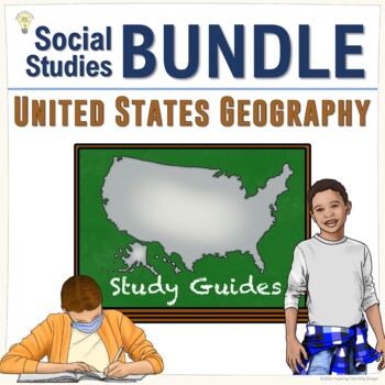 Preview of Social Studies United States Geography Study Guides Bundle