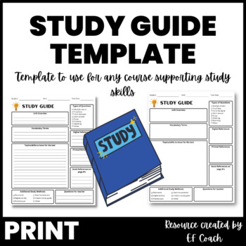 Preview of Study Guide Template for Test Prep: Any Course Subject