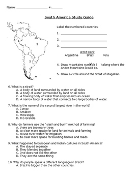 Preview of Study Guide for South America