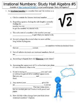 Preview of Study Hall Algebra #5 (Irrational Numbers) worksheet