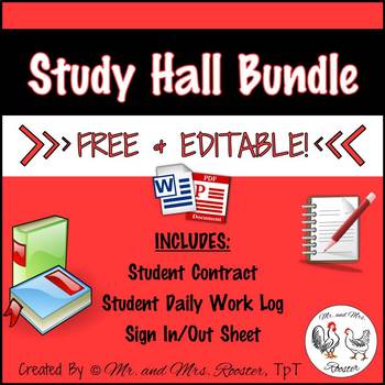 Preview of Study Hall Bundle {Student Contract, Daily Work Log, Sign In/Out Sheet}