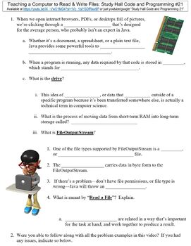 Preview of Study Hall Code and Programming #21 (Read & Write Files) worksheet